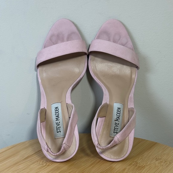 Steve Madden Women's 7M Marbella Pink Nubuck Ankle Strap Open Rounded Toe Heeled - Picture 6 of 8